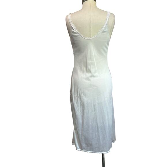 1990s Vintage Warners White Nylon Midi Slip Dress Size M - Picture 3 of 6
